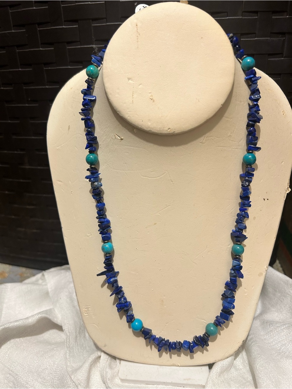 Blue Lapis Chip Necklace with Turquoise Beads - Women Jewelry